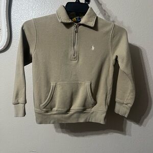 Boys (8) Polo Ralph Lauren Beige Quarter-Zip fleece lined collared pullover.